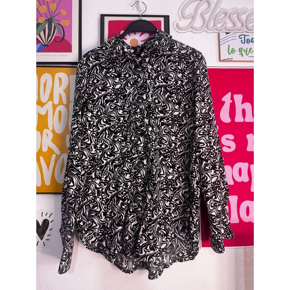 Jones & Co by Jones New York Women’s Long‎ Sleeve Blouse  Black & White bo